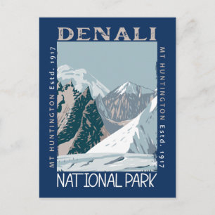 Nationaal park Denali Alaska Mount Huntington Retr Briefkaart