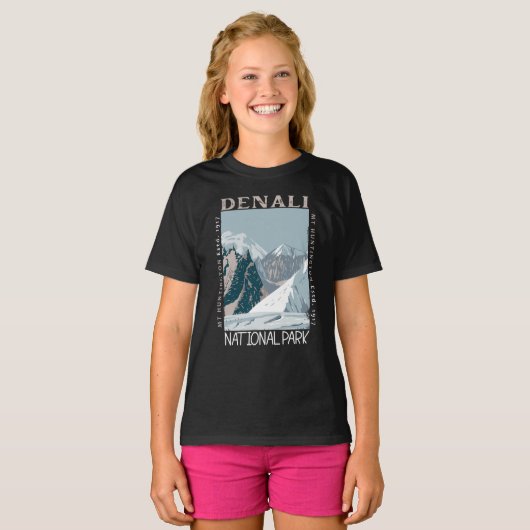 Nationaal park Denali Alaska Mount Huntington Retr T-shirt (Voorkant volledig)