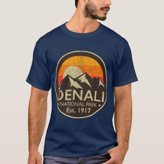 Nationaal park Denali Alaska Retro Hiking Gift T-shirt (Voorkant)