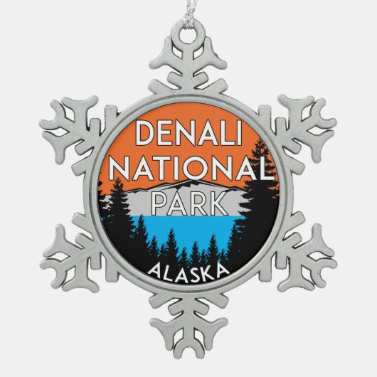 Nationaal park Denali Alaska Tin Sneeuwvlok Ornament (Voorkant)