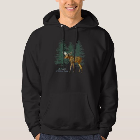 Nationaal park Denali Alaska Usa Moose Trees Hoodie (Voorkant)