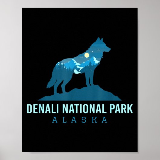 Nationaal park Denali Alaska wolf berg Poster (Voorkant)