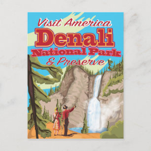 Nationaal Park Denali en reisbureau voor het behou Briefkaart