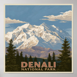 Nationaal park Denali Majestueuze berg in Alaska Poster