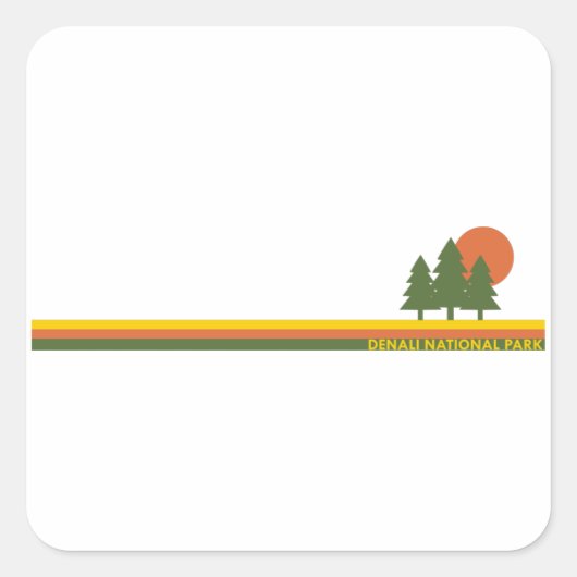 Nationaal park Denali Pine Trees Sun Vierkante Sticker (Voorkant)
