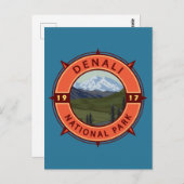 Nationaal park Denali Retro Compass Emblem Briefkaart (Voorkant / Achterkant)