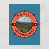 Nationaal park Denali Retro Compass Emblem Briefkaart (Voorkant)