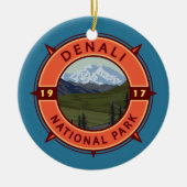 Nationaal park Denali Retro Compass Emblem Keramisch Ornament (Voorkant)