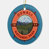 Nationaal park Denali Retro Compass Emblem Keramisch Ornament (Links)