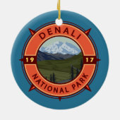 Nationaal park Denali Retro Compass Emblem Keramisch Ornament (Achterkant)