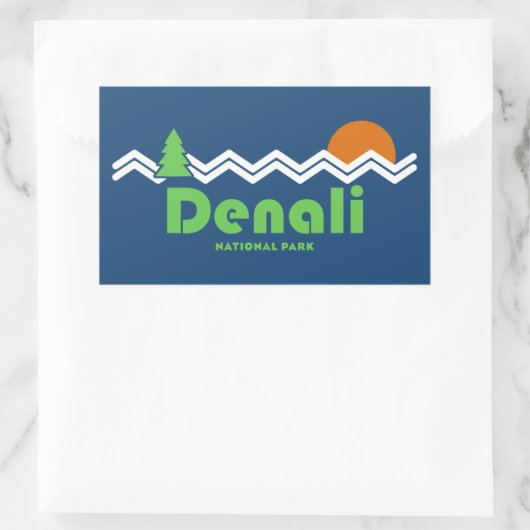 Nationaal park Denali Retro Rechthoekige Sticker (Tas)