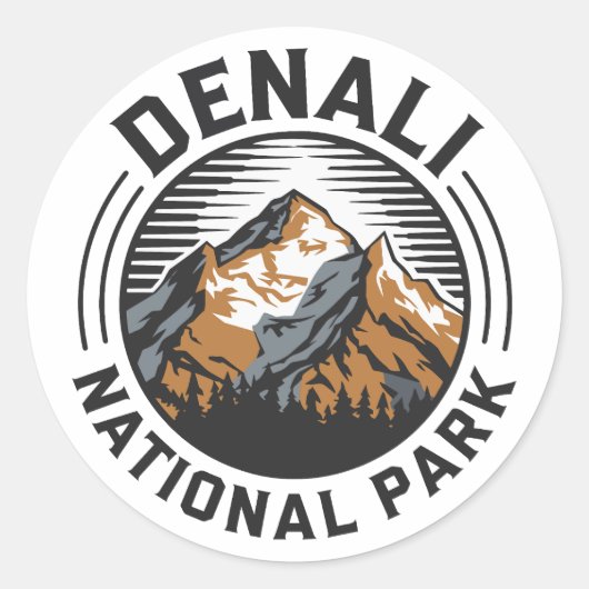 Nationaal park Denali Ronde Sticker (Voorkant)