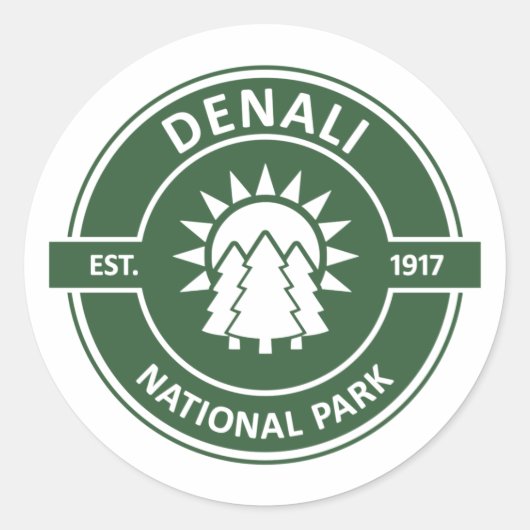 Nationaal park Denali Ronde Sticker (Voorkant)