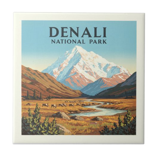 Nationaal Park  Denali Tegeltje (Voorkant)