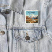 Nationaal Park Denali Vierkante Button 5,1 Cm (In situ)