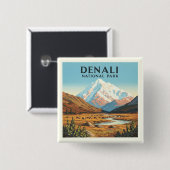 Nationaal Park Denali Vierkante Button 5,1 Cm (Voorkant /achterkant)