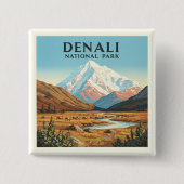 Nationaal Park Denali Vierkante Button 5,1 Cm (Voorkant)