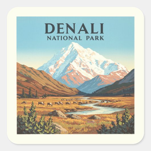Nationaal Park  Denali Vierkante Sticker (Voorkant)