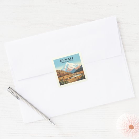 Nationaal Park  Denali Vierkante Sticker (Envelop)