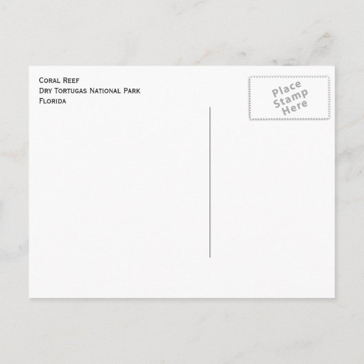 Nationaal park Dry Tortugas, koraalrif Briefkaart (Achterkant)