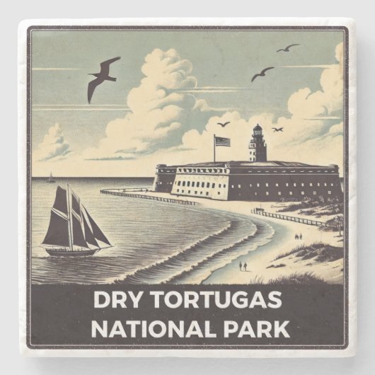 Nationaal park Dry Tortugas Stenen Onderzetter (Voorkant)