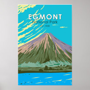 Nationaal park Egmont Nieuw-Zeeland Vintage Poster