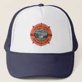 Nationaal park Elk Retro Compass Emblem Trucker Pet (Voorkant)