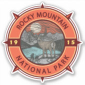 Nationaal park Elk Retro Compass Sticker (Voorkant)