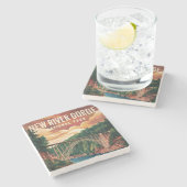 Nationaal park en natuurgebied New River Gorge Stenen Onderzetter (Zijkant)