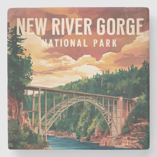 Nationaal park en natuurgebied New River Gorge Stenen Onderzetter (Voorkant)