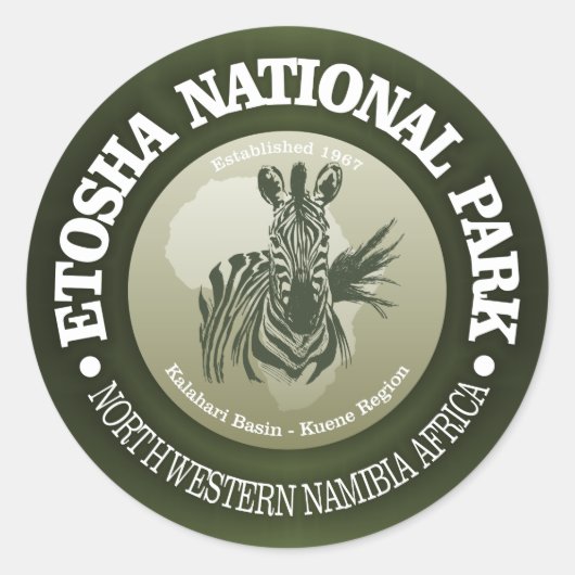 Nationaal park Etosha Ronde Sticker (Voorkant)