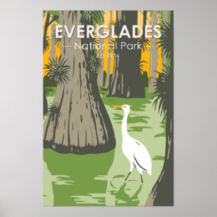 Nationaal park Everglades Florida Reiger Vintage Poster