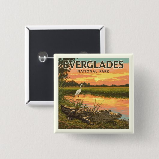 Nationaal Park  Everglades Vierkante Button 5,1 Cm (Voorkant /achterkant)