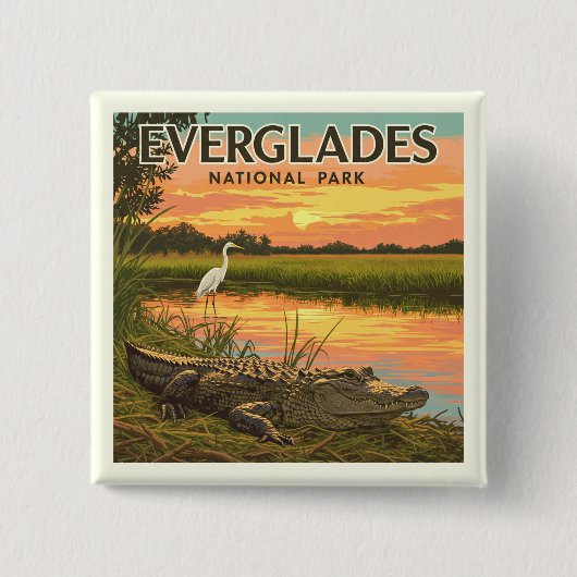 Nationaal Park  Everglades Vierkante Button 5,1 Cm (Voorkant)