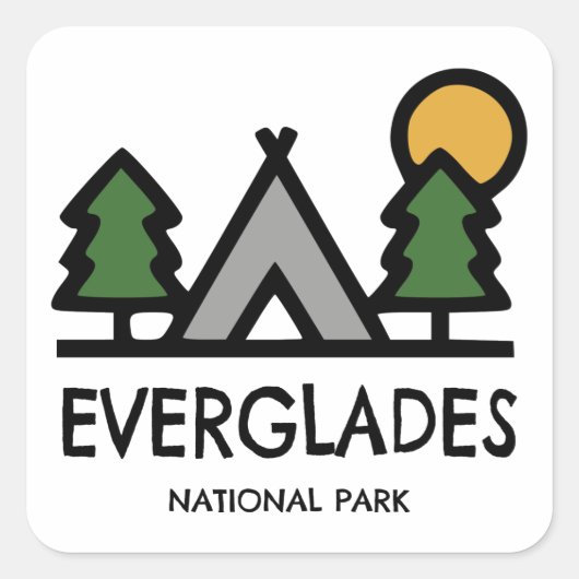 Nationaal park Everglades Vierkante Sticker (Voorkant)