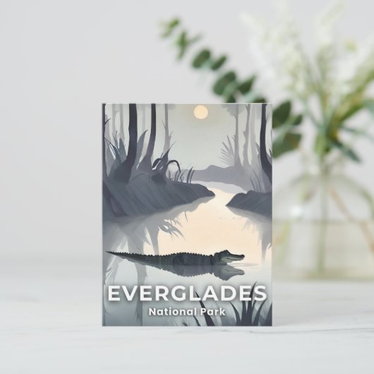 Nationaal park Everglades | Waterverf-alligator Briefkaart (Staand voorkant)