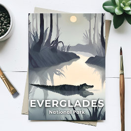 Nationaal park Everglades | Waterverf-alligator Briefkaart
