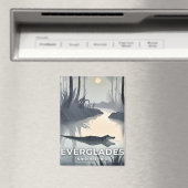 Nationaal park Everglades | Waterverf-alligator Magneet (Insitu (Vaatwasser))