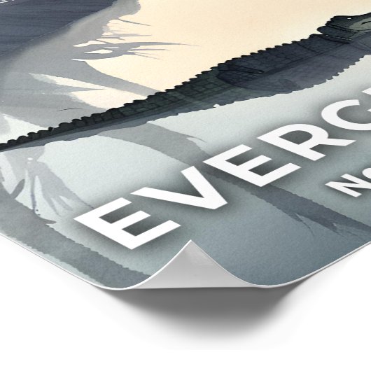 Nationaal park Everglades | Waterverf-alligator Poster (Hoek)