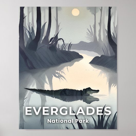Nationaal park Everglades | Waterverf-alligator Poster (Voorkant)