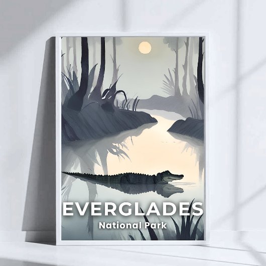 Nationaal park Everglades | Waterverf-alligator Poster