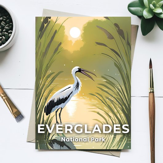 Nationaal park Everglades | Waterverf ooievaar Briefkaart