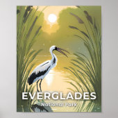 Nationaal park Everglades | Waterverf ooievaar Poster (Voorkant)