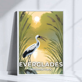Nationaal park Everglades | Waterverf ooievaar Poster