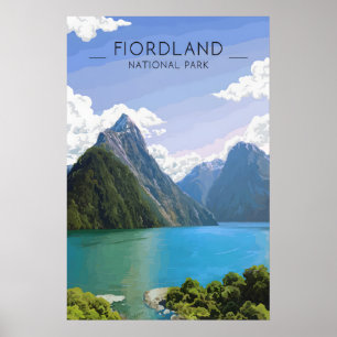 Nationaal park Fiordland Nieuw-Zeeland Reisposter Poster