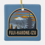 Nationaal park Fuji-Hakone-Izu Kunst Vintage Japan Keramisch Ornament<br><div class="desc">Fuji-Hakone-Izu National Park vector kunst ontwerp. De berg bestaat uit de vijf meren van Fuji,  Hakone,  Izu en de Izu-eilanden.</div>
