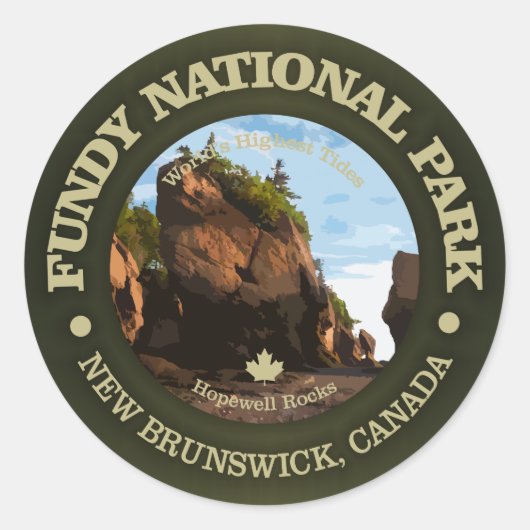 Nationaal park Fundy Ronde Sticker (Voorkant)