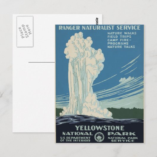 nationaal park Geyser Yellowstone WPA Briefkaart (Voorkant / Achterkant)