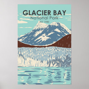 Nationaal park Glacier Bay Alaska Vintage Poster