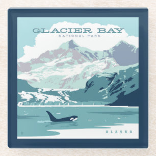 Nationaal park Glacier Bay   Orka Glazen Onderzetter